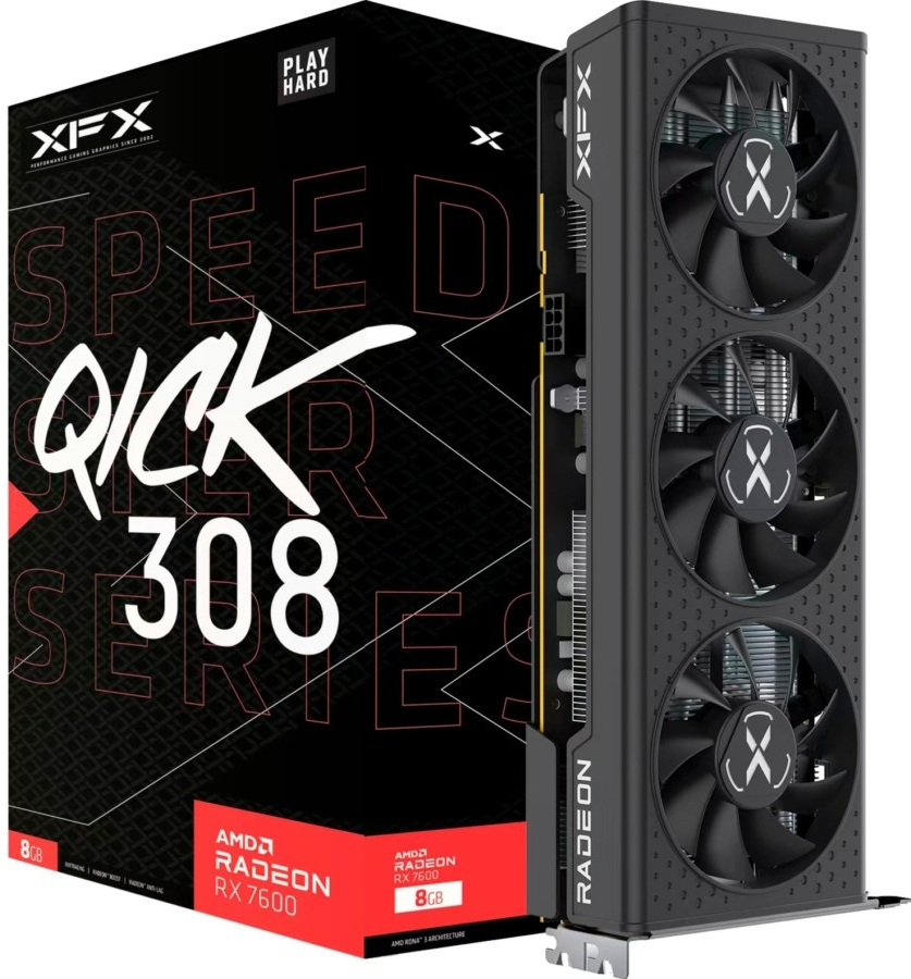 XFX Radeon RX 7600 SPEEDSTER QICK 308 Black Edition 8GB GDDR6 RX-76PQICKBY