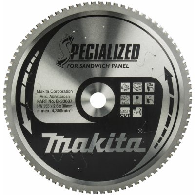 Makita Pilový kotouč na sendvičové materiály B-17697 Specialized, 355x30mm, 80 zubů – Zboží Mobilmania