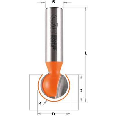 CMT C968 Drážkovací kulová fréza - R6,35 D12,7x11 L57,15 S=8 C96812711VYP