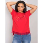 Bavlněné tričko s krajkou červená – Zboží Mobilmania