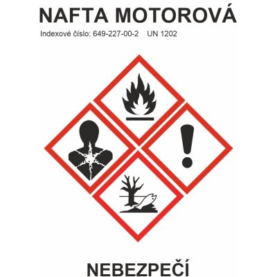 GHS štítek - Motorová nafta symboly samolepící vinylová fólie A7 (105 x 74 mm) – Zboží Dáma