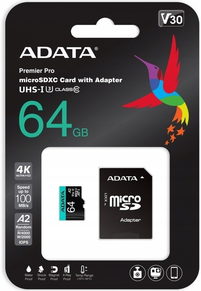 Adata microSD 64 GB AUSDX64GUI3V30SA2-RA1