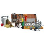 BRUDER 62611 Bworld Stáj pro krávy kráva tele a farmář – Zboží Dáma