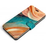 Pouzdro Mobiwear Flip Samsung Galaxy A3 2016 - VP36S Azurový a oranžový mramor – Sleviste.cz