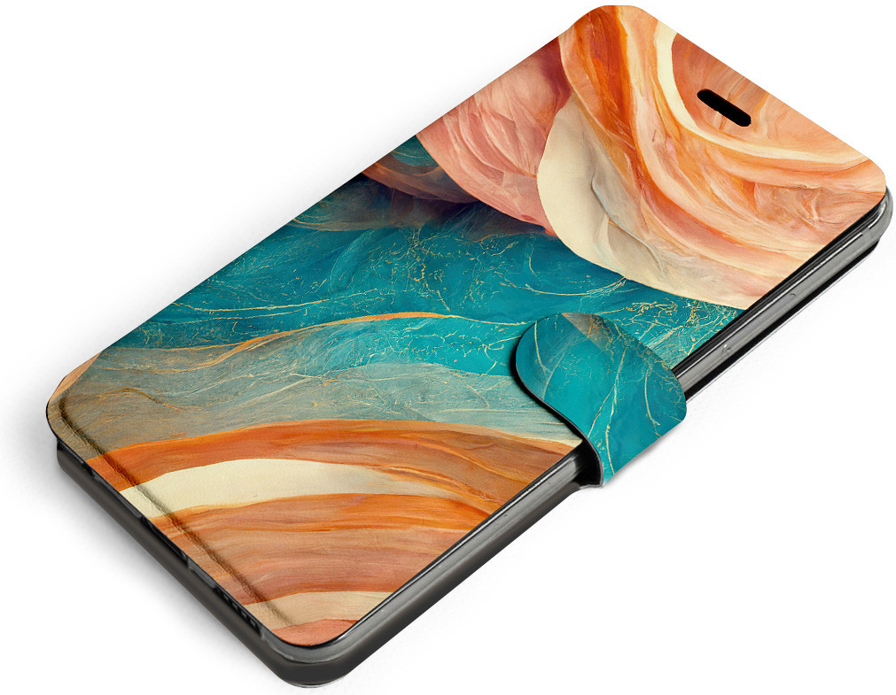 Pouzdro Mobiwear Flip Huawei Nova 3 - VP36S Azurový a oranžový mramor