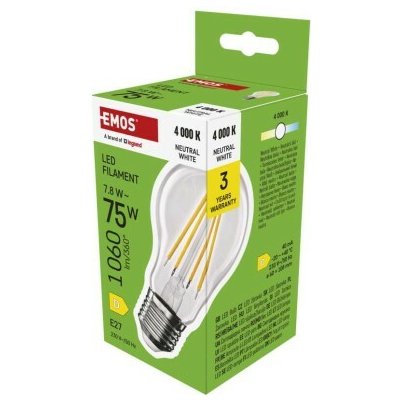 EMOS LED žárovka Filament A60 E27 7,8W 75W 1060 lm / – Hledejceny.cz