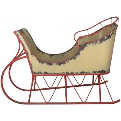 Clayre & Eef Veliké béžovo-červené kovové sáně Christmas Sleigh - 156*73*104 cm – Hledejceny.cz