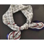 hedvábný šátek s jemným vzorem a modrým okrajem v dárkovém balení – Hledejceny.cz