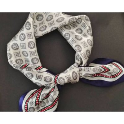 hedvábný šátek s jemným vzorem a modrým okrajem v dárkovém balení – Hledejceny.cz