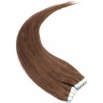 50cm Tape hair pu extension Tape in lidské vlasy remy středně hnědá – Sleviste.cz