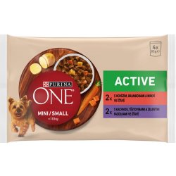 Purina One mini Adult Active Hovězí a kachna ve šťávě 48 x 85 g