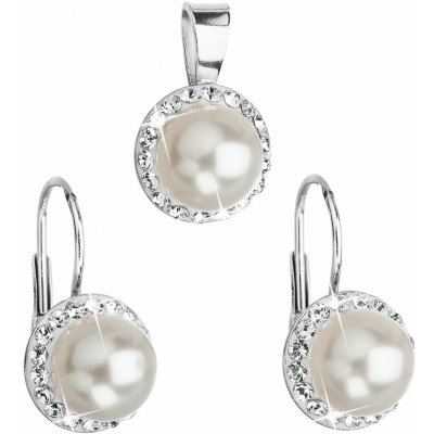 Pavona Sada šperků s krystaly Swarovski náušnice a přívěsek bílá perla kulaté 39091.1 – Zboží Dáma