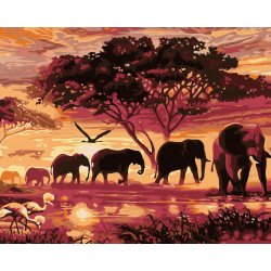 Zuty Malování podle čísel AFRIKA ŽIRAFA A SLONI