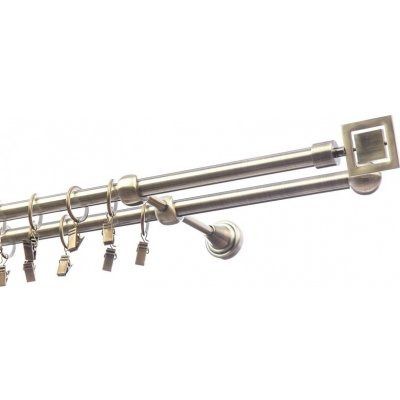 GAROL Kovová garnýž Apollo dvojitá exclusive mosaz komplet 200 cm – Sleviste.cz