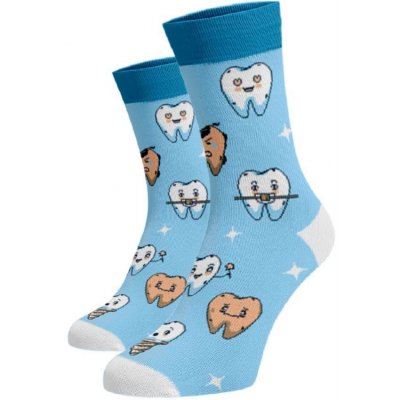 Veselé ponožky Zuby Bavlna Blankytná – Zboží Mobilmania