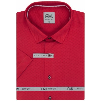 AMJ Comfort fit košile s krátkým rukávem VKBR1280 červená se vzorem