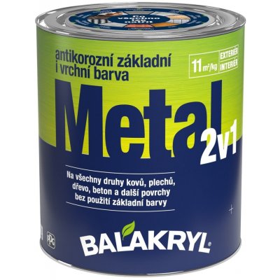 Balakryl metal 2v1 akrylátová antikorozní základní a vrchní barva na kov vodou ředitelná Bílá 0,7 kg – Zboží Mobilmania