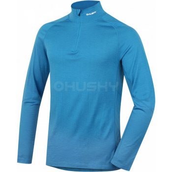 Husky Merino 100 Long Sleeve Zip M modrá pánské triko dlouhý rukáv Merino vlna