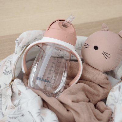 Beaba Láhev Bidon na učení pití Learning Cup 2in1 Old Pink s brčkem růžová 300 ml – Sleviste.cz