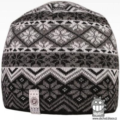 Dráče Merino pletená čepice Oslo 07 černá / šedá / bílá – Zboží Mobilmania