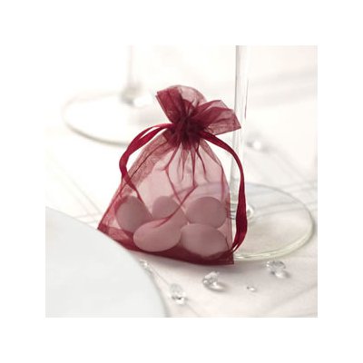 PartyDeco Sáček z organzy burgundy 20 ks - organzový pytlíček na svatební mandle a dárečky pro hosty – Zboží Mobilmania