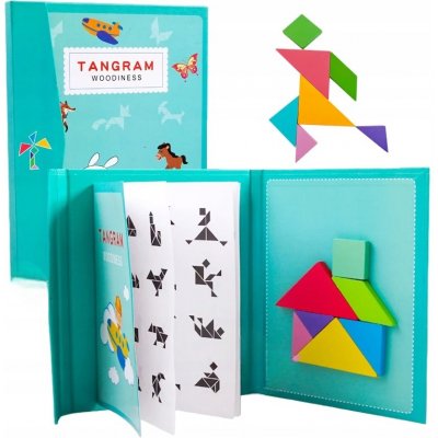 TANGRAM DŘEVĚNÉ MAGNETICKÉ KOSTKY STAVEBNÍ PUZZLE MONTESSORI 3D – Zbozi.Blesk.cz