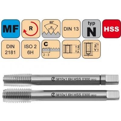 NÁSTROJE CZ Sadový závitník M52x2 I+III SADA ISO2 HSS DIN 2181 - 0300 - CZZ0300-M52X2-SD-ISO2 – Zboží Mobilmania
