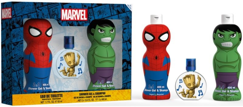 Marvel Avengers Hulk sprchový gel 400 ml + Spider-man sprchový gel 400 ml + I Am Groot toaletní voda 50 ml