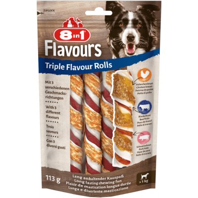 8in1 Triple Flavour snacky Rolls žvýkací tyčinky 3 kusy 113 g – Hledejceny.cz