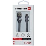 Swissten 71522202 USB 2.0, zástrčka A - zástrčka micro B, opletený, 1,2m, šedý – Zbozi.Blesk.cz