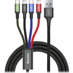 Baseus rychlý nabíjecí / datový kabel 4v1 2* Lightning + USB-C + Micro USB 3, 5A 1, 2m, černá – Zboží Živě