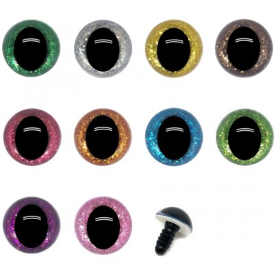 Oči bezpečnostní třpytivé kočičí - 18mm, stříbrná – Zboží Dáma