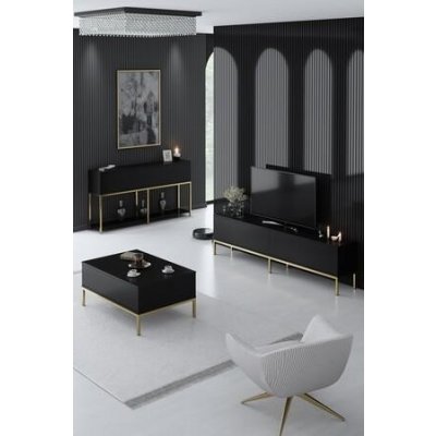 Hanah Home Living Room Furniture Set Lord Black Gold Black Gold