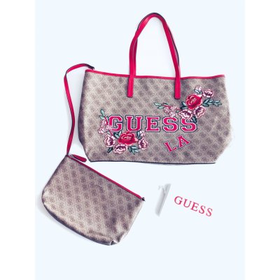 Guess Vikky Logo Floral světle hnědá