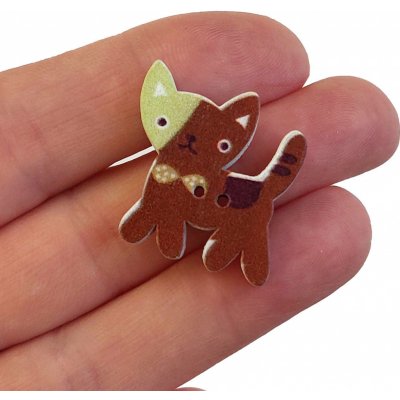 Knoflík dřevěný - kočka - 25x25x5mm Knoflík dřevěný - kočka - 25x25x5mm: hnědá – Hledejceny.cz