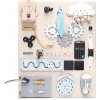 Dřevěná hračka Manibox senzorická deska Activity board se žárovkou velká modrá