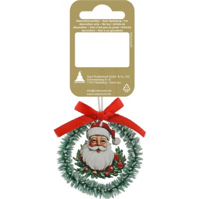 Gerd Rodermund Plastový věneček s mašlí a hlavou Santy, zeleno-červený, pr. 9 cm – Hledejceny.cz