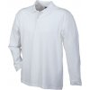 Pánské Tričko James Nicholson pánská polokošile s dlouhým rukávem a kapsičkou Polo Piqué Bílá