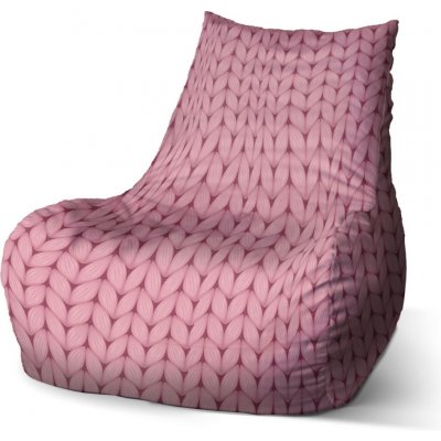 Sablio sedací vak Bean Růžové pletení z vlny 60 x 70 x 70 cm – Zboží Mobilmania