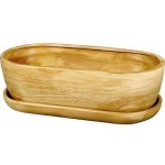 Ceramicus Truhlík keramický KAKTUS TEAK 28 cm s podmiskou matný světle hnědý – Hledejceny.cz