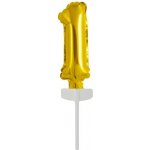 Fóliový balónek zlatý mini zápich do dortu číslo 1 Amscan – Hledejceny.cz