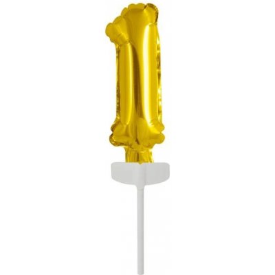 Amscan Fóliový balónek zlatý mini zápich do dortu číslo 1