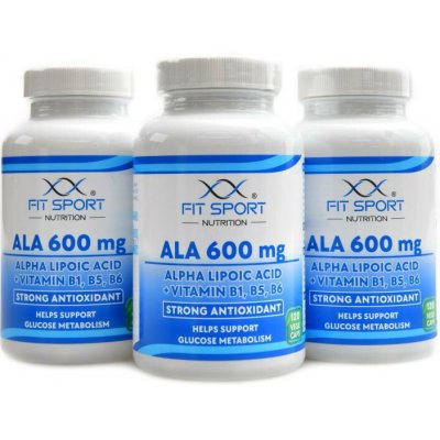 FitSport Nutrition ALA 600 mg + Vitamin B1 B5 B6 3 x 120 vege kapslí Kyselina alfa-lipoová – Hledejceny.cz