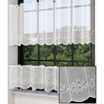 Buona ventura vitrážová záclona, polyesterový batist 34651, vyšívané lístečky, s bordurou, bílá, výška 40cm (v metráži) – Zboží Mobilmania