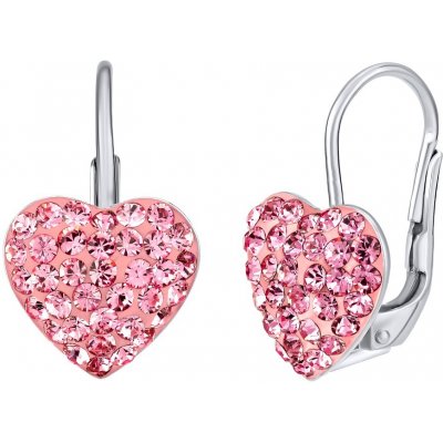 SILVEGO stříbrné srdce růžové se Swarovski Crystals SILVEGOBP36011