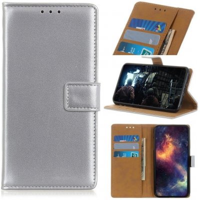 Case PU kožené peněženkové pouzdro na mobil Huawei P40 - stříbrné – Zboží Živě