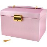 ISO 6400 šperkovnice se zrcadlem na klíč růžová – Zboží Dáma