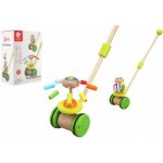 Teddies strkadlo kolotoč tlačící duhový dřevo 50cm na kolečkách s tyčkou v krabici 20x29x14cm – Zbozi.Blesk.cz