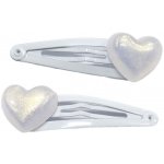 Sponky s perleťovým srdíčkem, 2 ks Barva: bílá – Sleviste.cz