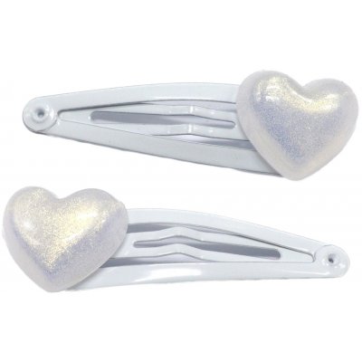 Sponky s perleťovým srdíčkem, 2 ks Barva: bílá – Sleviste.cz
